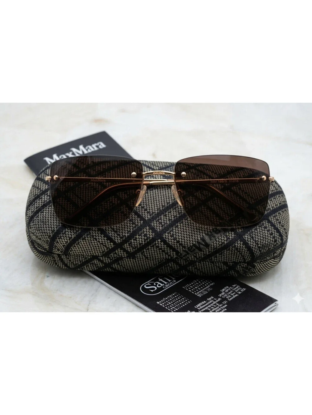 Max Mara Made in Italy Rimless Sunglasses MM 186/S 00004 with Original Case